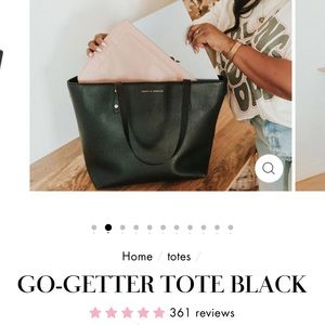 Poppy & Peonies black go-getter travel and everyday laptop tote! Brand New!